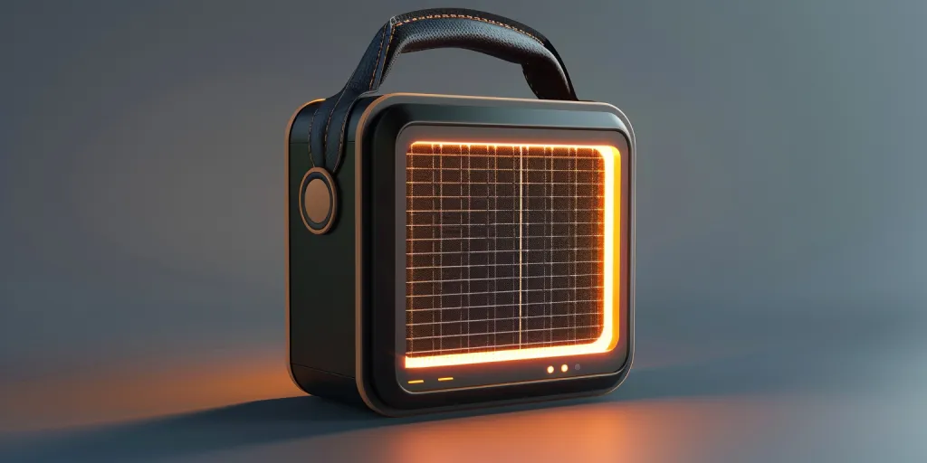 Design of a trendy and retro portable speaker with a solar panel