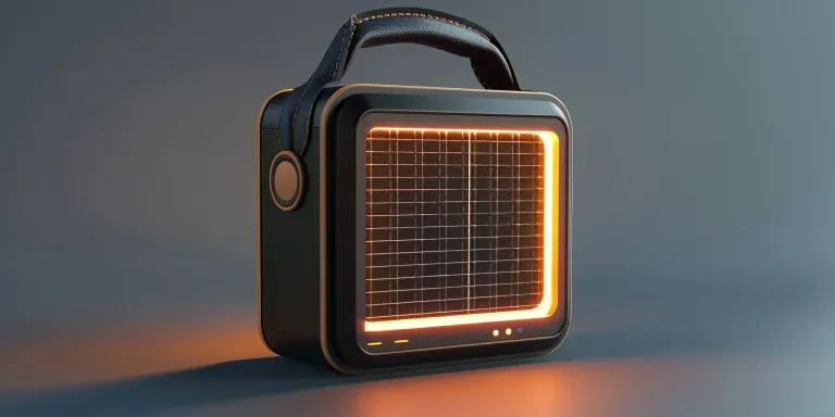 Design of a trendy and retro portable speaker with a solar panel