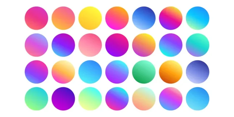 Different color spheres on a white background