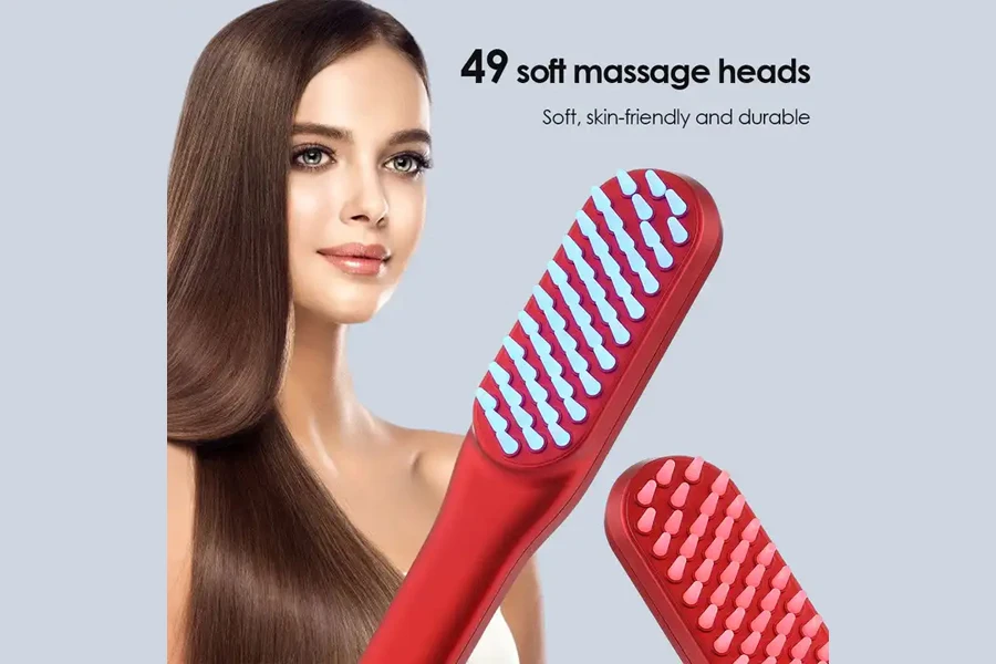 Electric massage brush with red and blue light therapy