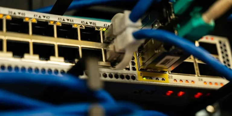 Ethernet Cables Plugged in Network Switch