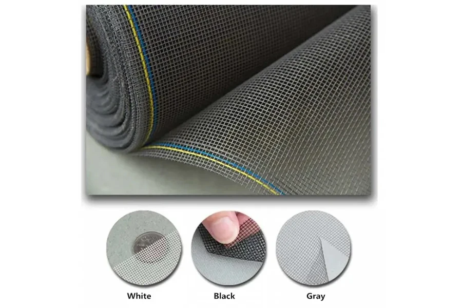Fiberglass mesh in white, black, and gray colors