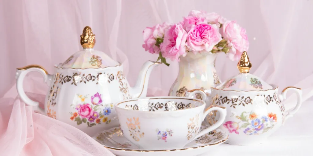 Floral teacup set on a table