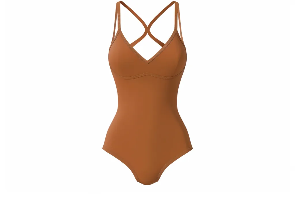 Generate an image of the shapewear bodysuit in a rust brown color