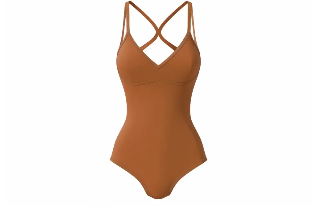 Generate an image of the shapewear bodysuit in a rust brown color