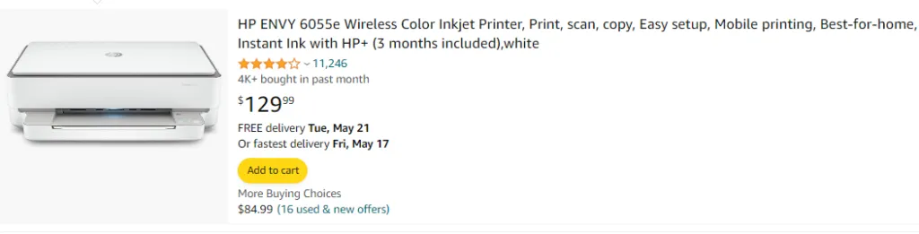 HP ENVY 6055e Wireless Color Inkjet Printer