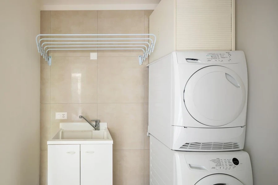 Hanging rods in a laundry room