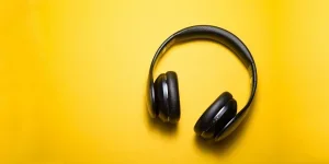 Headphones on Yellow Background