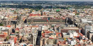 High view of zocalo of Mexico City