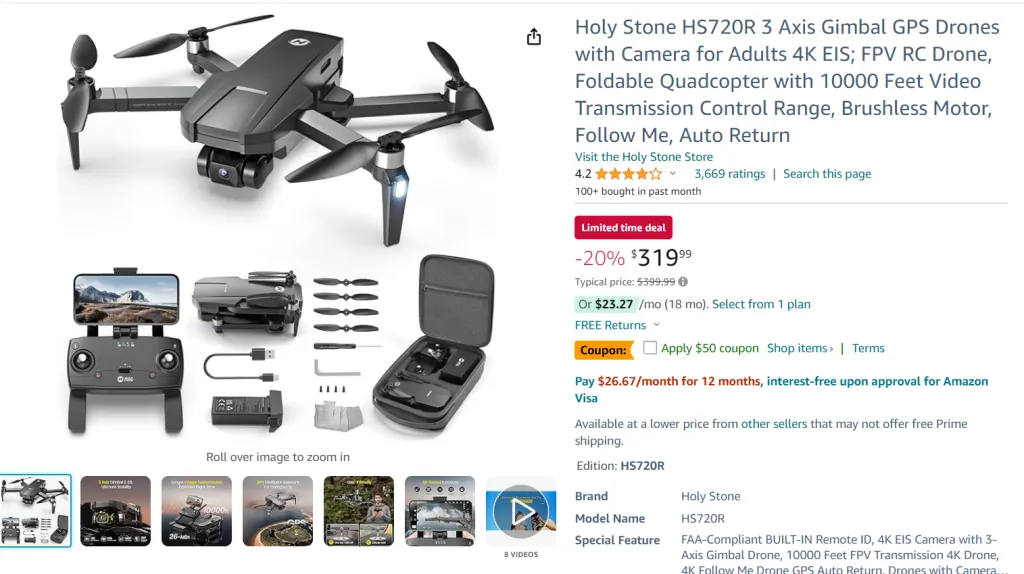 Holy stone hs720r 3-axis gimbal GPS drones