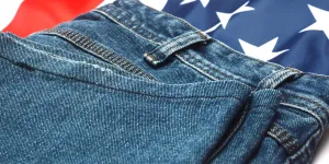 Jeans on the background of the flag