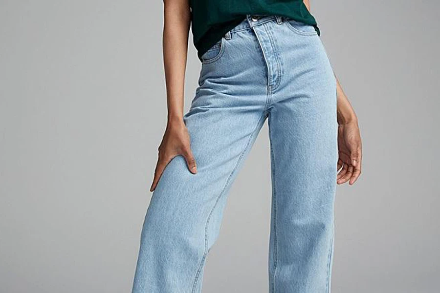 Lady in a comfortable pair of straight-leg jeans