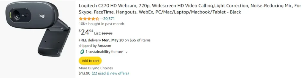 Logitech C270 HD Webcam