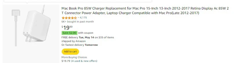 Mac Book Pro 85W Charger Replacement for Mac Pro