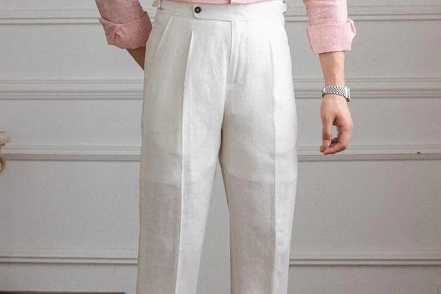 Man in a nice pair of pleated linen pants