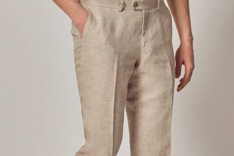 Man posing in classy linen chinos