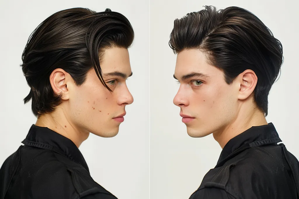 Man with hair styled in sleek side part