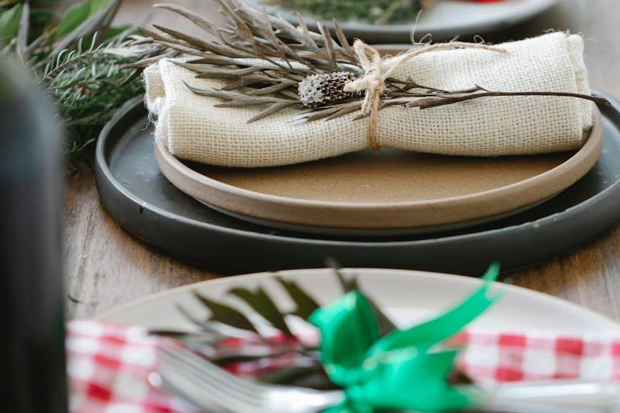 Melamine serving platters arranged on a table