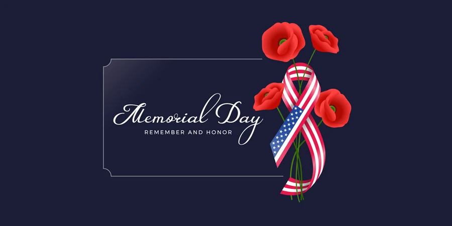 Memorial day usa remember and honor text