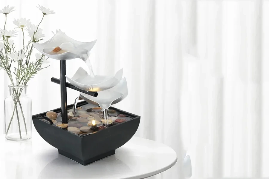 Modern three-tier tabletop water fountain