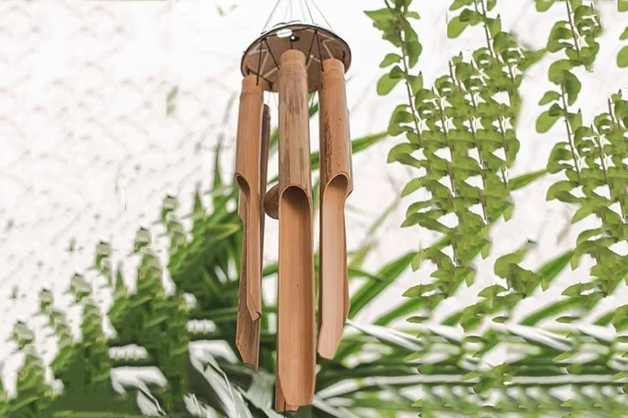 Natural bamboo wind chimes for outdoor use