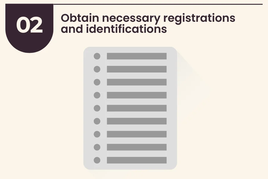 Obtain the necessary registrations and identifications