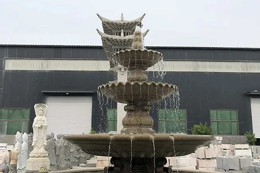 Ornate traditional-style outdoor water fountain
