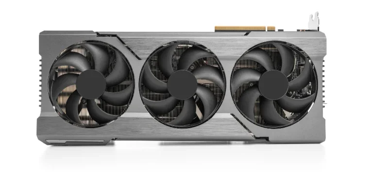 Powerful modern video card on a white background