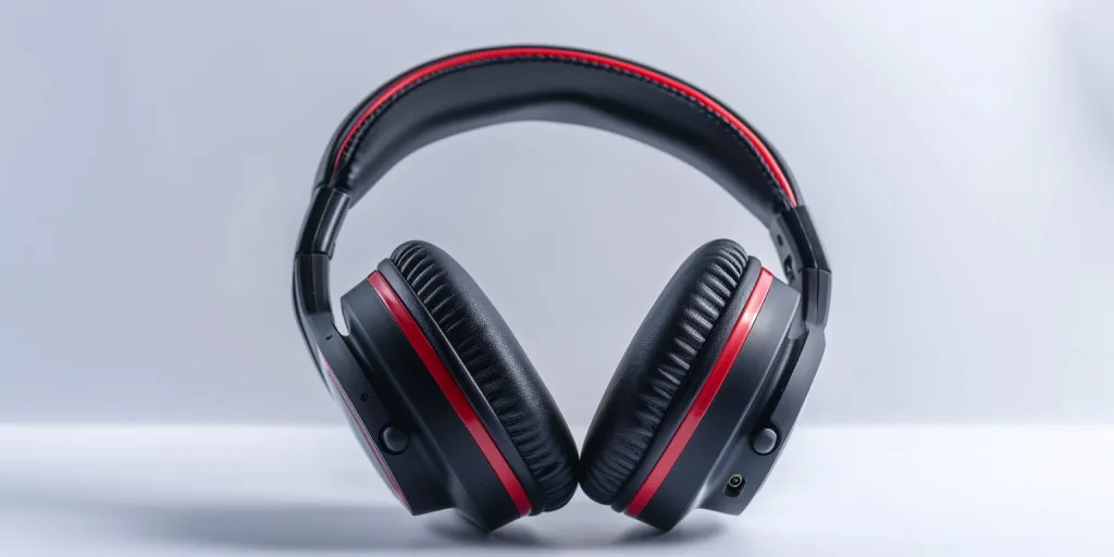 Product photography of over-ear headphones with black