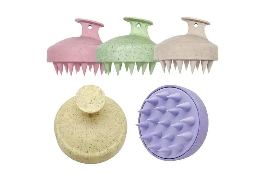 Selection of eco-friendly, biodegradable, bamboo shampoo scalp massagers