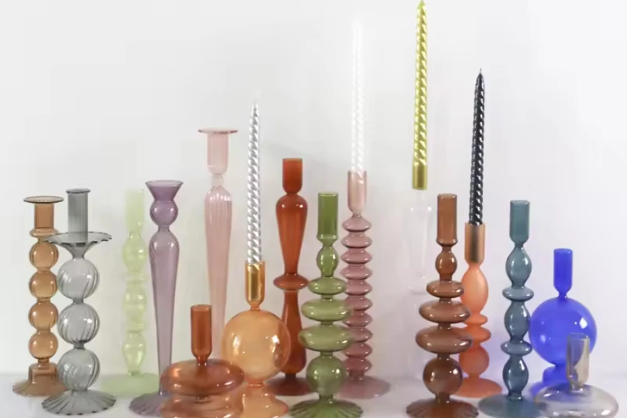 Selection of modern glass candlesticks
