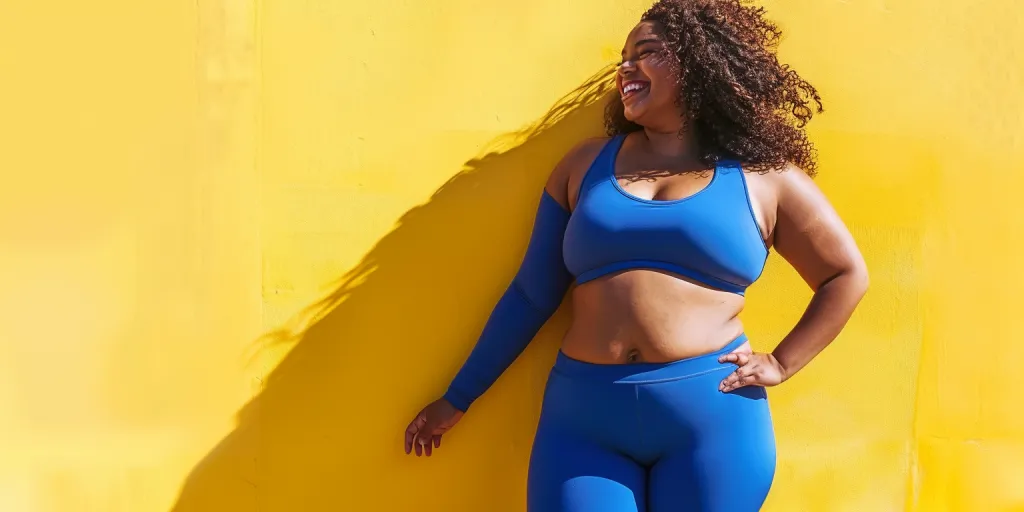 She is plus size but fit and athletic in shape
