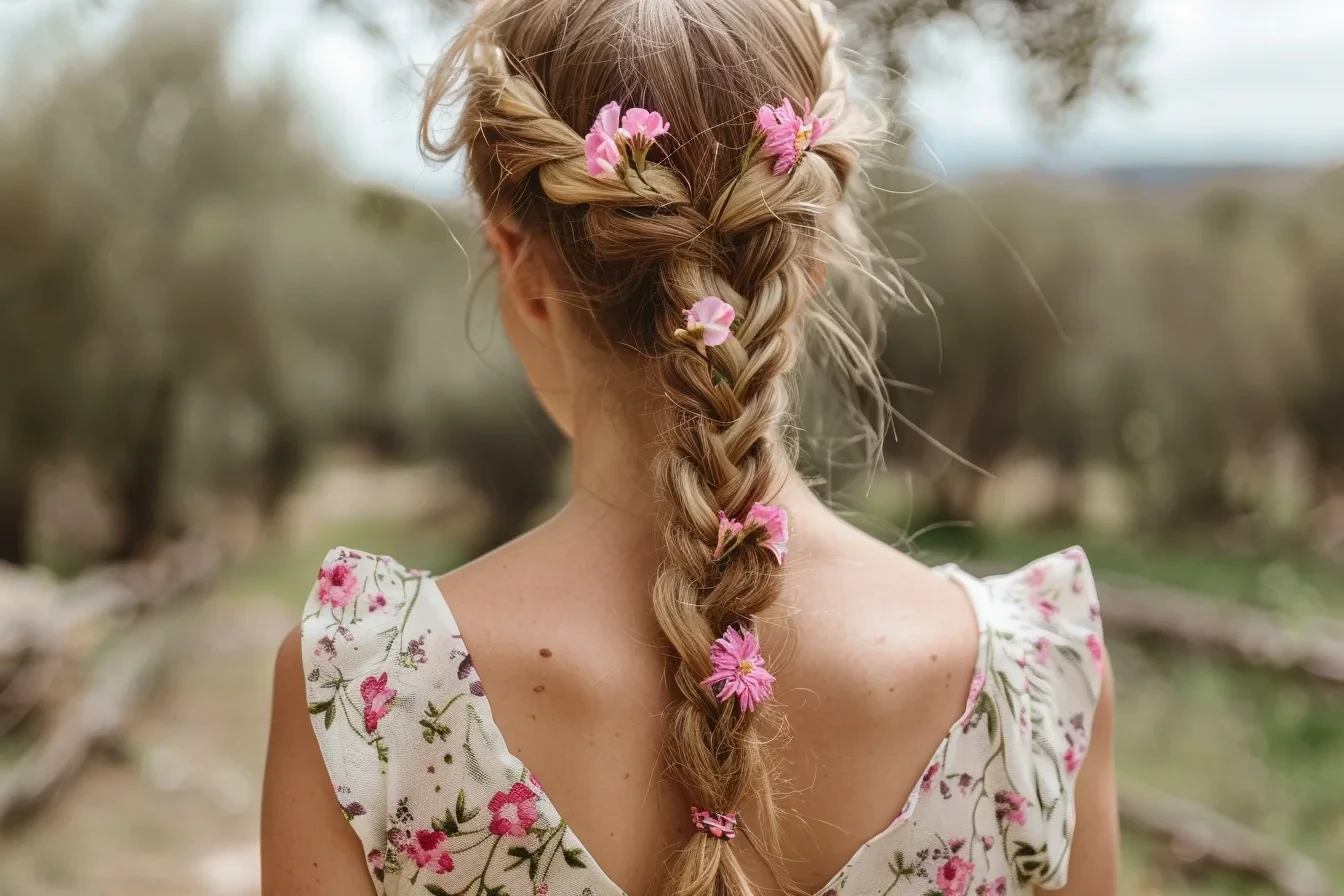 She is standing outdoors on summer day