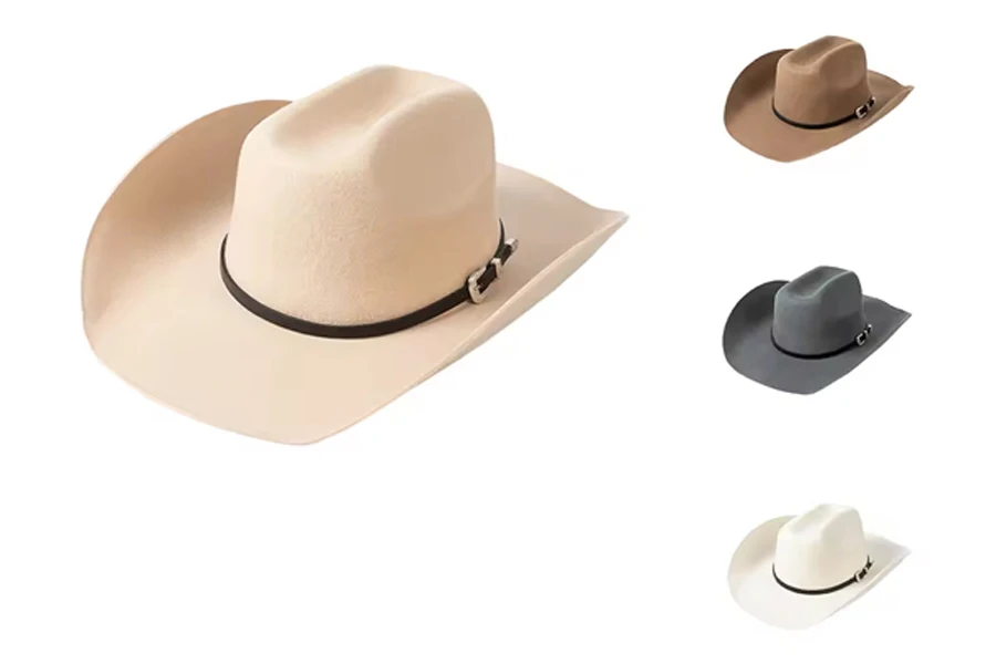 Shinehats Classic Designer Western Upturned Wide Brim Cowboy Fedora Hat