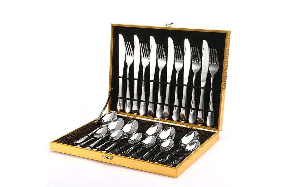Simple 5-piece flatware set for 6 in a box