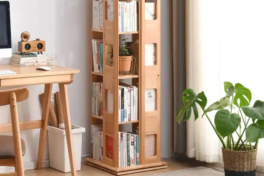 Six-tier modern design rotating bookcase