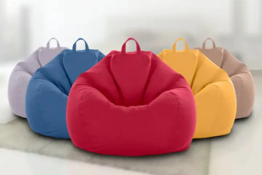 Small linen teardrop bean bags for adults and kids