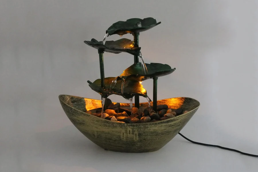 Small modern indoor tabletop water feature
