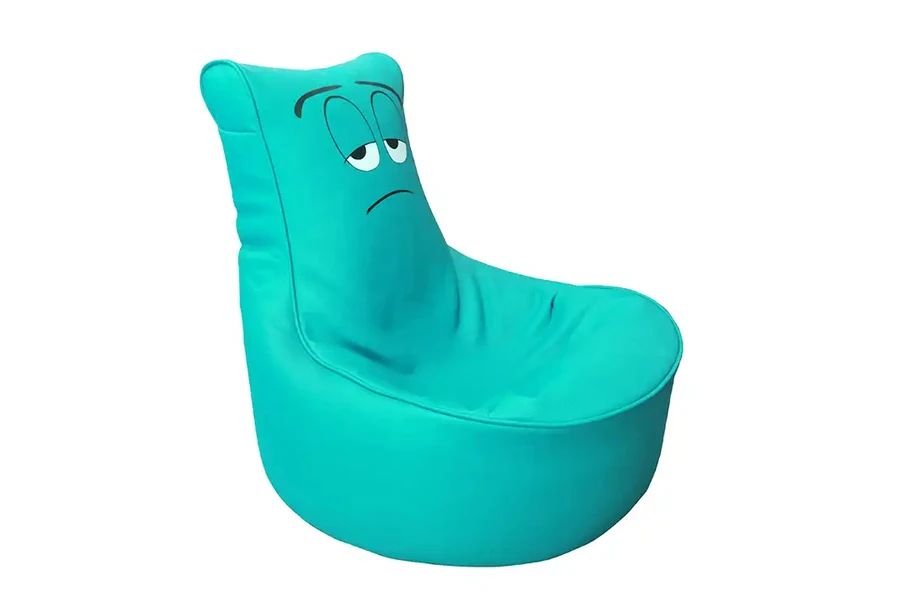 Small synthetic leather (pleather) chair-shaped bean bag for kids