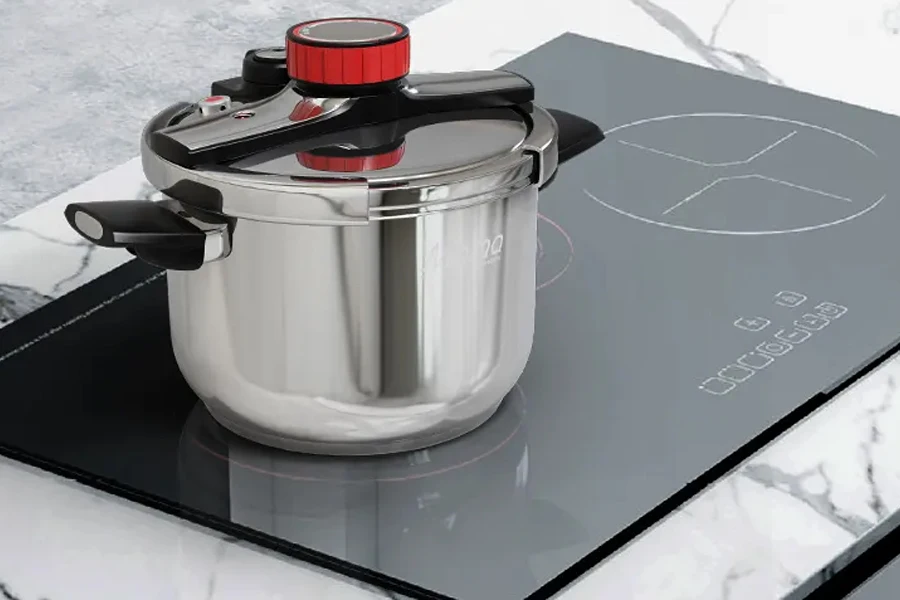 Stainless steelaluminum alloy stovetop pressure cooker with Bakelite handles