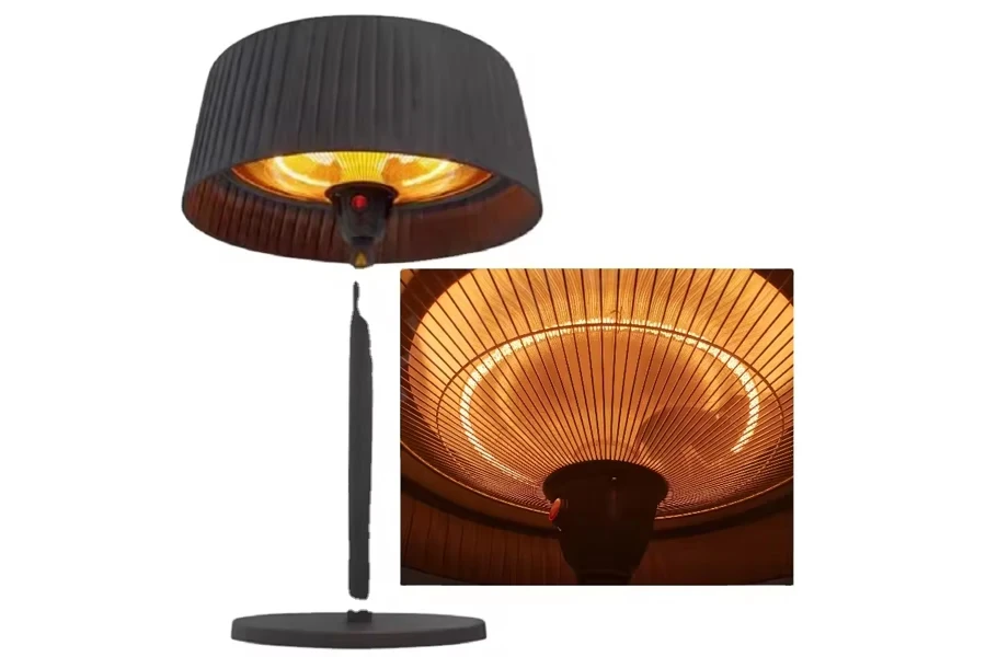 Tabletop heating lamp with infrared halogen light