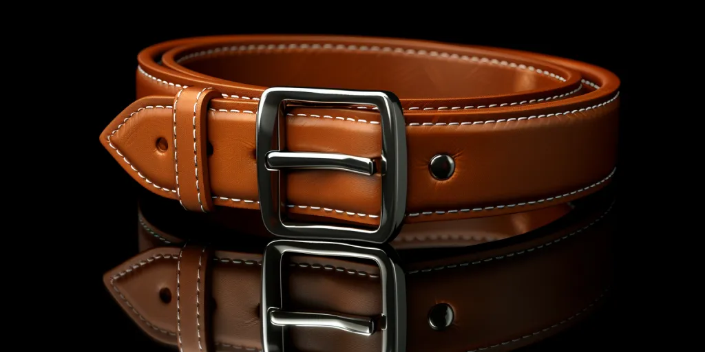 Tawny leather belt with silver buckles