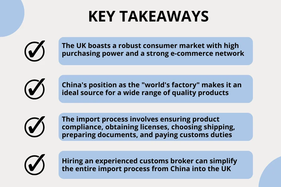The key takeaways of importing from China into the UK