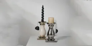 Traditional ceramic pillar candlestick holders