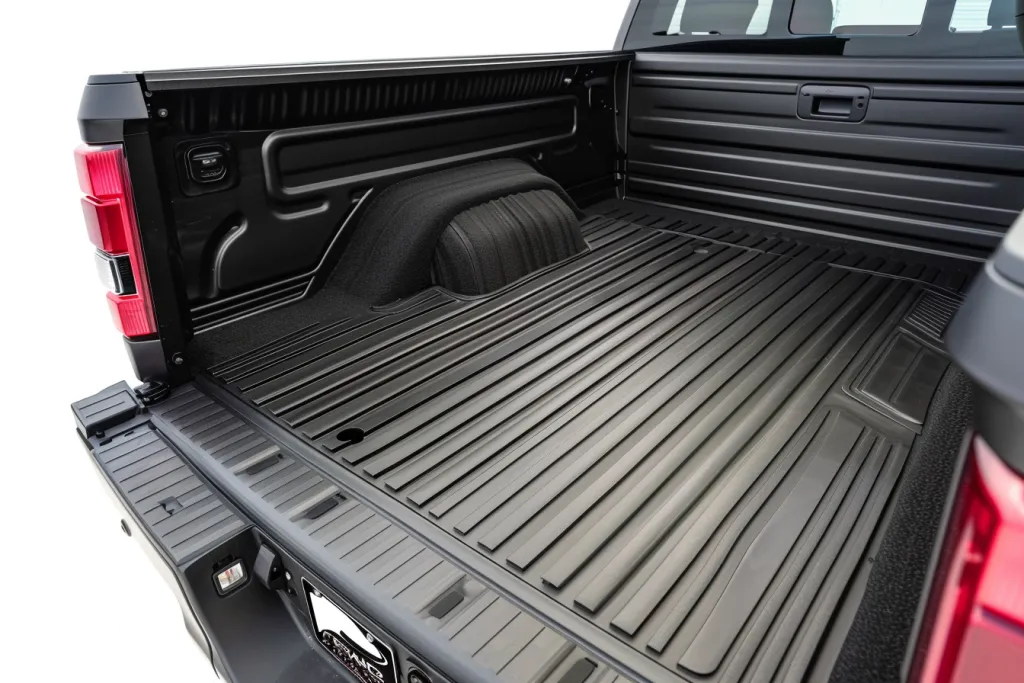 Truck bed mat with trunk mat