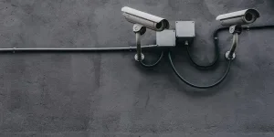 Two Gray Bullet Security Cameras