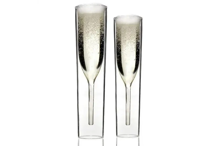 Two double-wall champagne flutes