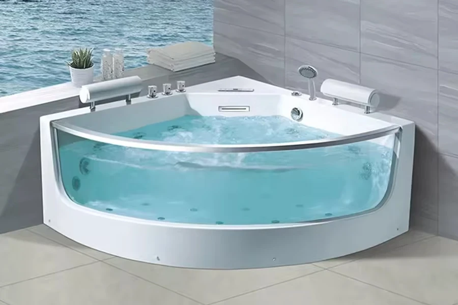 Two-person acrylic whirlpooljacuzzi corner bathtub