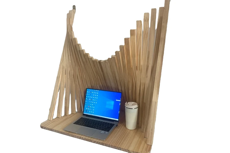 Unique wooden folding, floating wall shelf