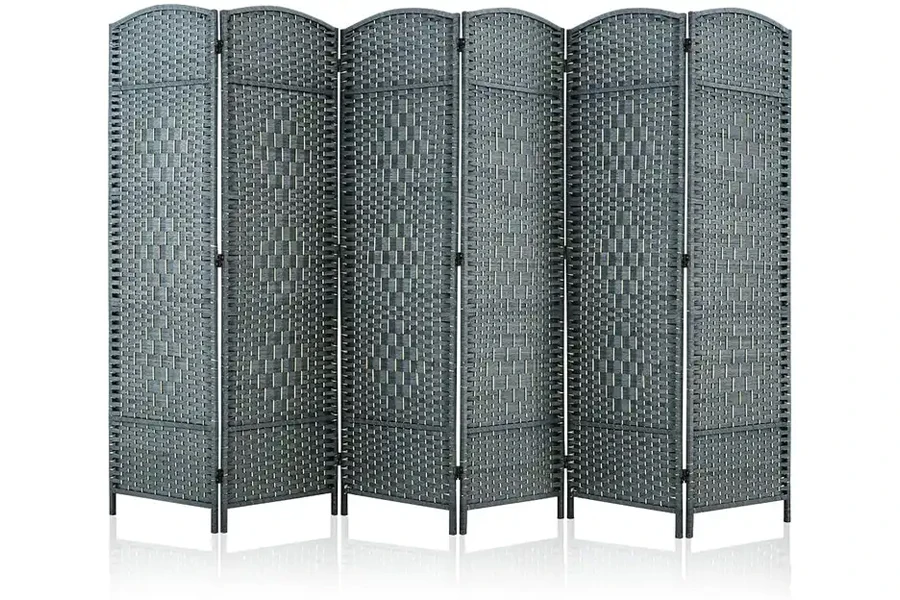 Wicker, Chinese-style room divider with six panels